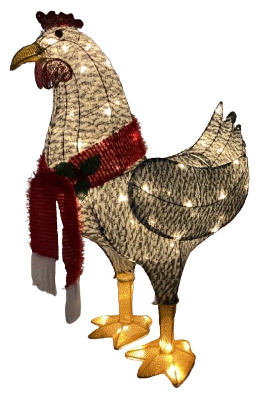 Santas Forest 62907 Pre-Lit 3D Rooster, Black/White, LED, Internal Light