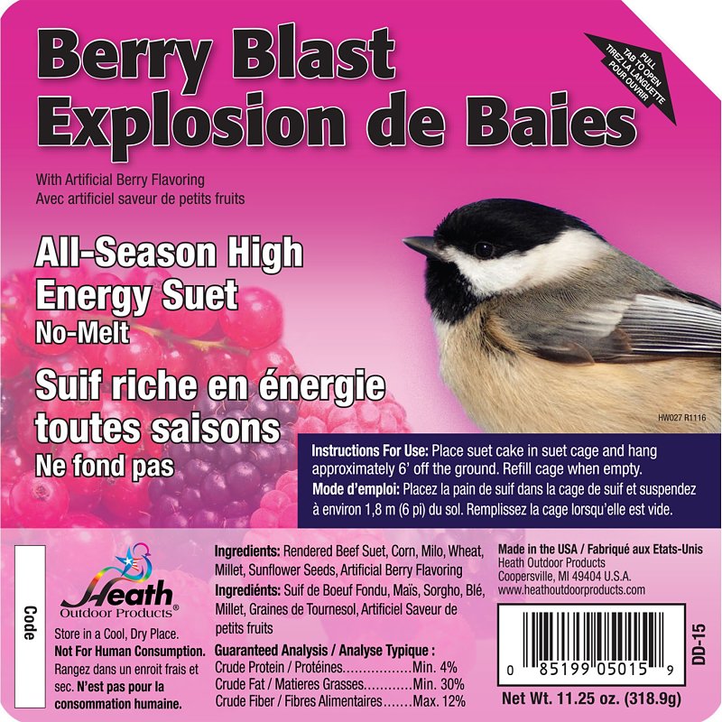 Heath DD-15 Suet Cake, All-Season, Berry, 11.25 oz