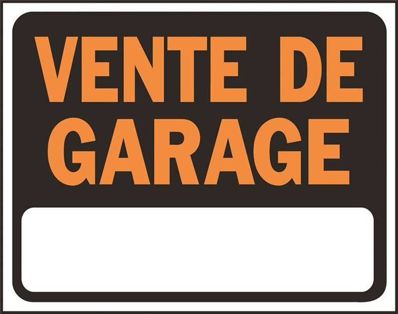 Hy-Ko SP-132 Sign, VENTE DE GARAGE, 14-1/2 in L x 18-1/2 in W Dimensions
