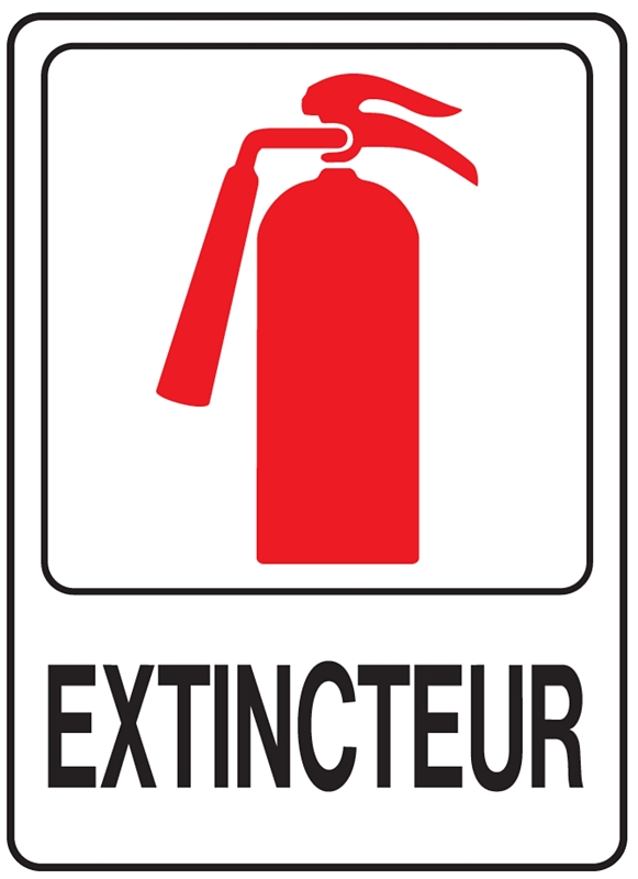 Hy-Ko D-16 Graphic Sign, Fire Extinguisher, Black Legend, Plastic, 5 in W x 7 in H Dimensions