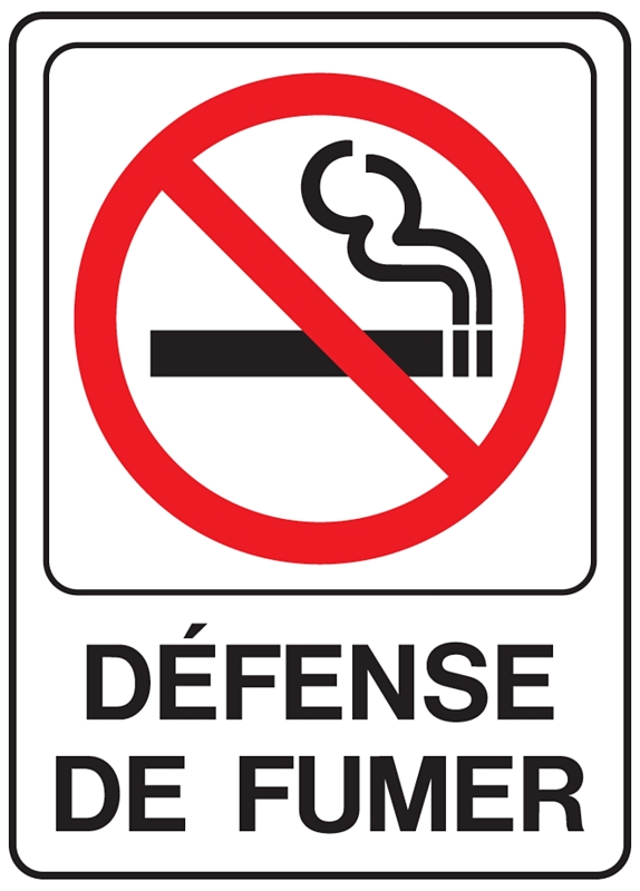 Hy-Ko D-20 Graphic Sign, Rectangular, NO SMOKING, Black Legend, White Background, Plastic, 5 in W x 7 in H Dimensions
