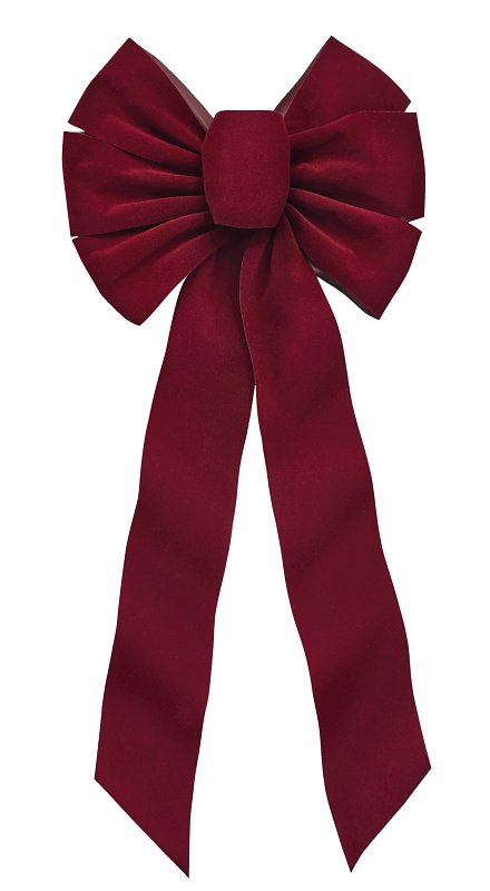 Holiday Trims 6577 Velvet Bow, 7 Loop, Burgundy, 10 in x 22 in Holiday Trims 6577 Velvet Bow, 7 Loop, Burgundy, 10 in x 22 in