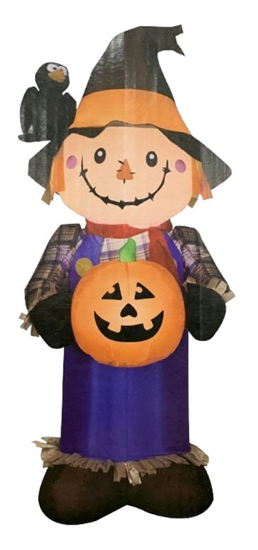 Santas Forest 90982 Inflatable Scarecrow, 5 ft H, Polyester, Multi Color, Internal Light/Music: Internal Light, Indoor/Outdoor