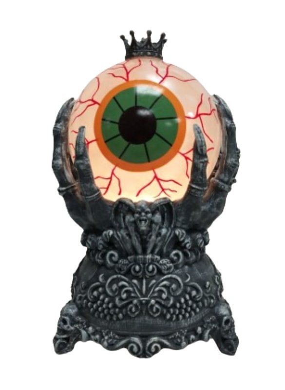 Santas Forest 21948 Ghost Hand Holding Eyeball Water Globe, 5 in H, Glass/Plastic, Black, Internal Light, Indoor