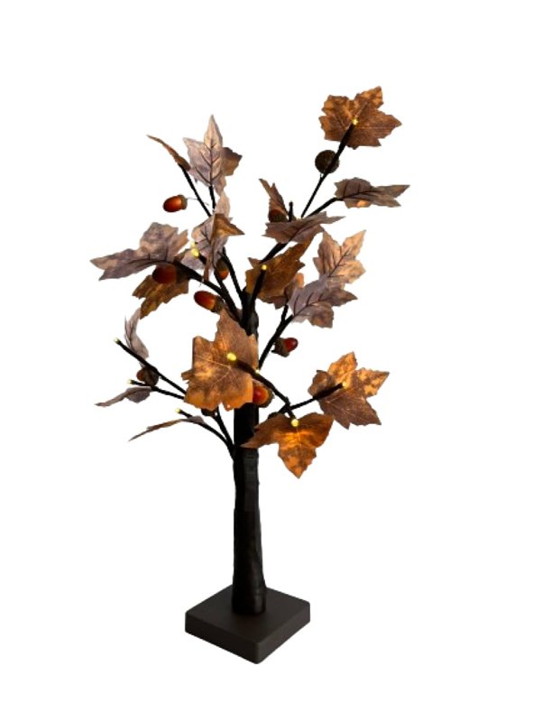 Santas Forest 19905 Maple Tree w/Acorns, 22 in H, Maple, Warm White Light