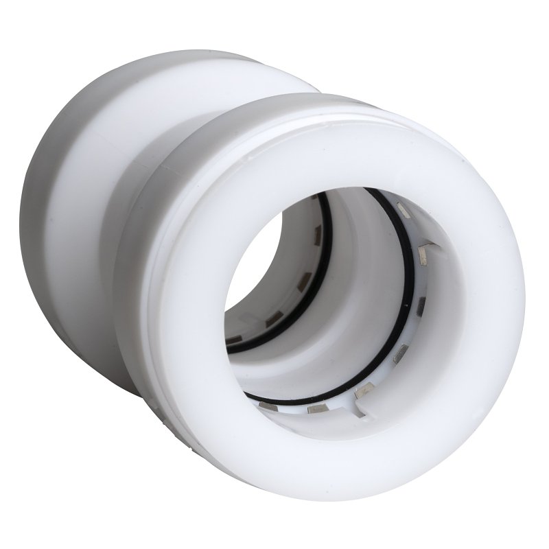 Insta-Plumb 46IPK Pipe Coupling, 1-1/2 in, Push-to-Connect, Plastic, White