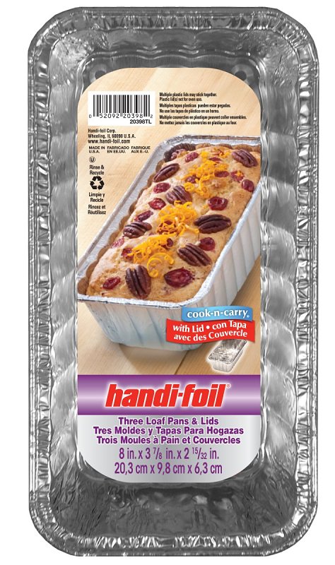 Handi-Foil 20398TL-10 Loaf Pan with Lid, 5.718 in L, 3.312 in W, Aluminum