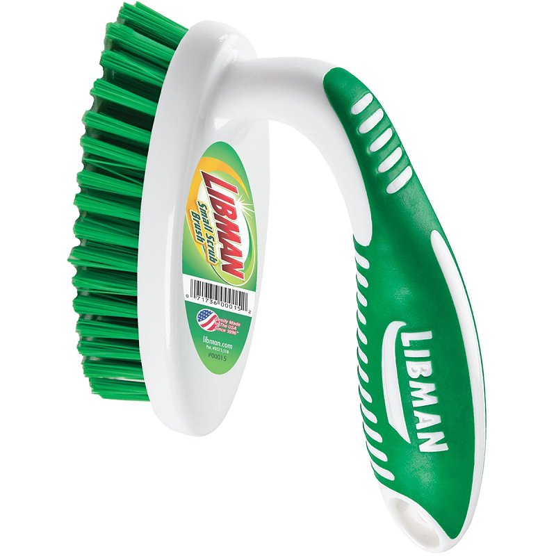 Libman 15 Small Scrub Brush, 3/4 in L Trim, Polymer, 4-1/4 in W Brush, 5-1/4 in OAL, Green