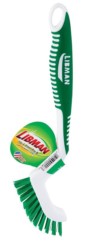 Libman 18 Tile and Grout Brush, 7/8 in L Trim, PET, 3-1/2 in W Brush, 9.88 in OAL, Green/White