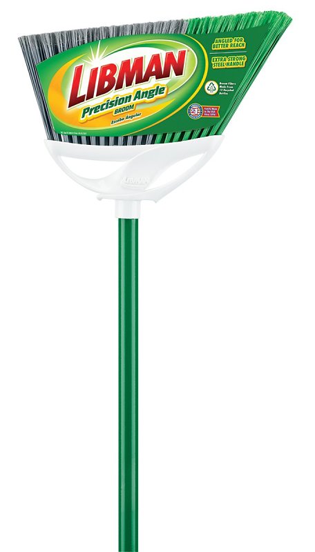 Libman PRECISION ANGLE Series 201 Broom, 11 in Sweep Face, 5 in L Trim, 53 in L, Steel