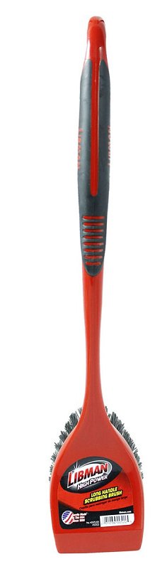 Libman 522 Long Handle Utility Brush, 2 in L Trim, PET, 5 in W Brush, 19 in OAL, Red
