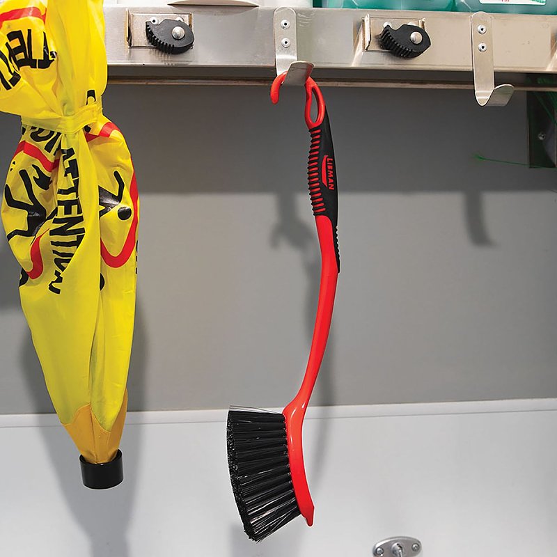 Libman 522 Long Handle Utility Brush, 2 in L Trim, PET, 5 in W Brush, 19 in OAL, Red