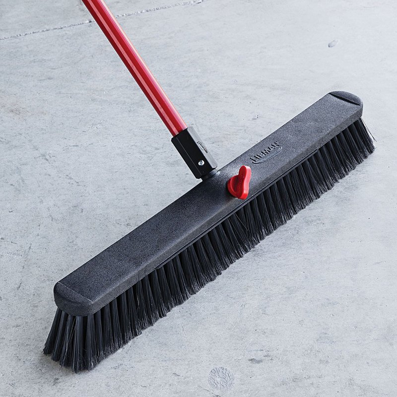 Libman 801 Smooth Surface Heavy-Duty Push Broom, 25-1/2 in Sweep Face, 3 in L Trim, Recycled PET Bristle, 64 in L, Bolt