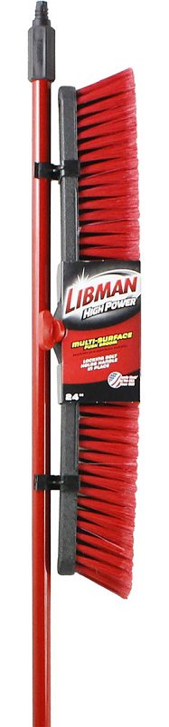 Libman 805 Push Broom, 24 in Sweep Face, 3 in L Trim, PET Polymer Bristle, 64 in L, Steel Handle