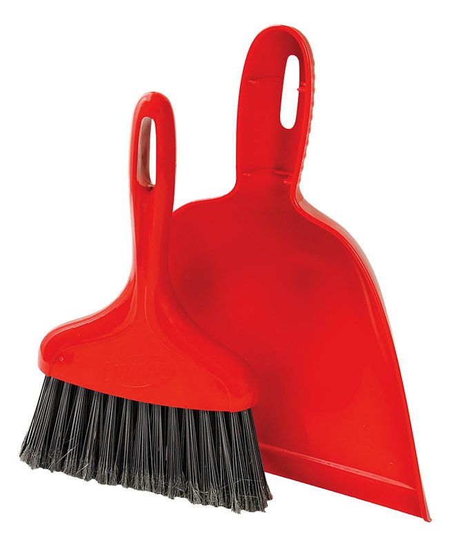 Libman 906 Dustpan with Whisk Broom, 12 in L, 10 in W, Polypropylene, Red