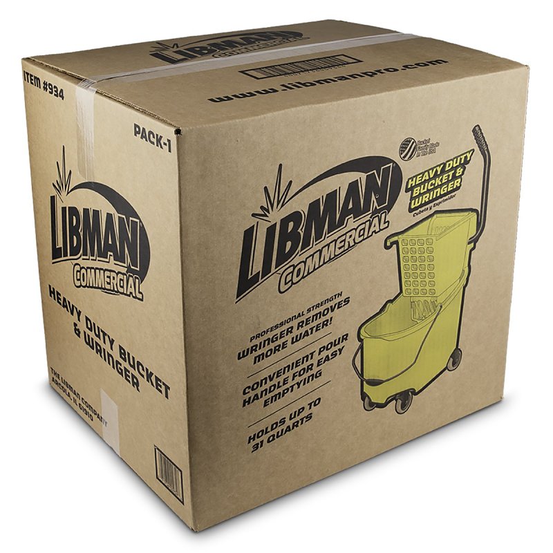 Libman 934 Bucket and Wringer, 26 qt, Polypropylene Bucket/Pail, Polypropylene Wringer, Yellow