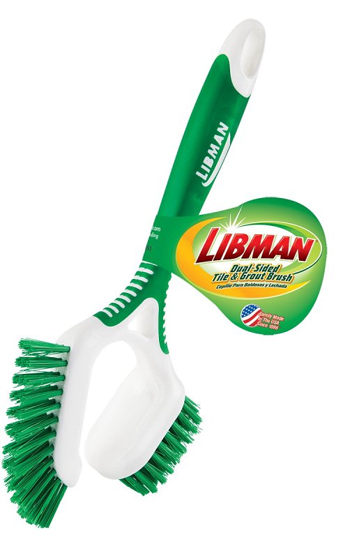 Libman 1353 Dual-Sided Tile and Grout Brush, 1 in L Trim, Polyester, Green, Green