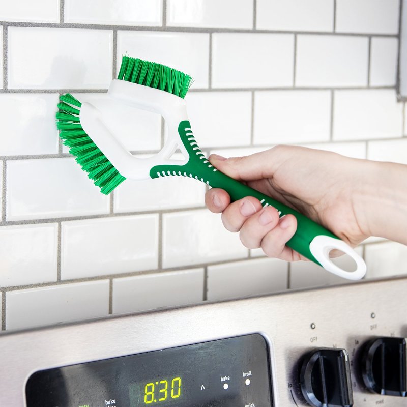 Libman 1353 Dual-Sided Tile and Grout Brush, 1 in L Trim, Polyester, Green, Green