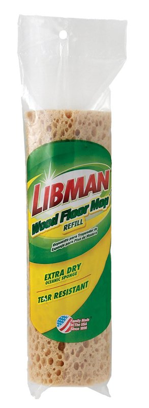 Libman 2027 Mop Refill, Snap-On/Quick-Change, Hardwood Sponge