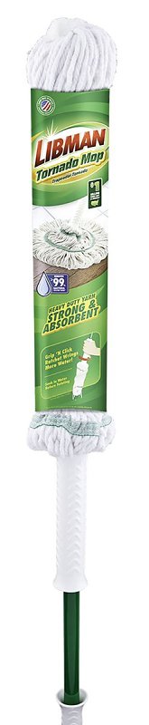 Libman Tornado Series 2030 Mop, 55-1/4 in L, Quick-Connect Mop Connection, Cotton/Synthetic Mop Head, Steel Handle