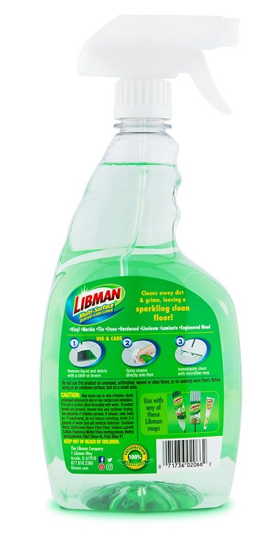 Libman 2066 Multi-Surface Everyday Floor Cleaner, 32 oz, Liquid, Citrus, Clear