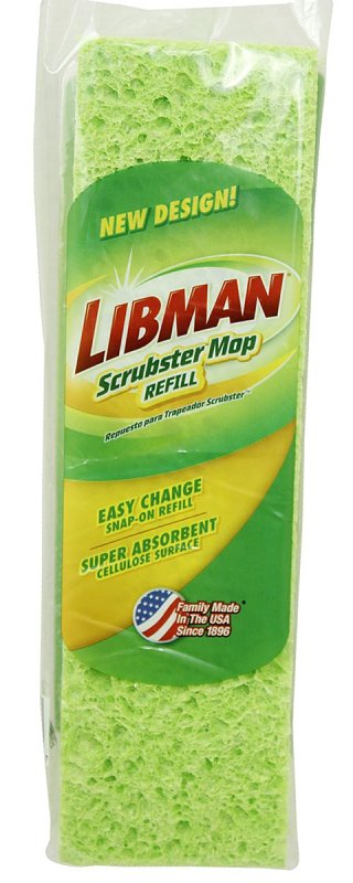 Libman SCRUBSTER Series 3105 Mop Refill, Cellulose-Coated Sponge