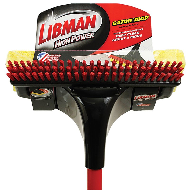 Libman Big Gator 3958 Sponge Mop, 11 in W Frame, 55-7/8 in OAL, Sponge Mop Head, Snap-On, Steel Handle