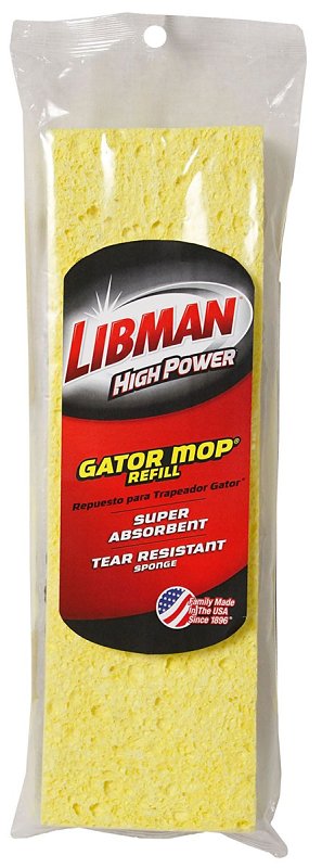 Libman Big Gator 3959 Mop Refill, Snap-On, Sponge, Yellow