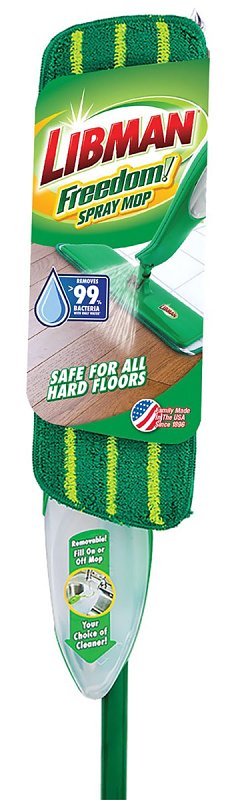 Libman Freedom Series 4002 Spray Mop, 18 oz Bottle, Microfiber Mop Head, Green Mop Head, 49 in L