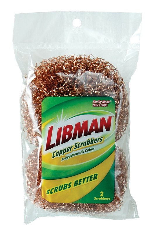 Libman 73 Scrubber, Copper Abrasive, 6.38 in L, 3-1/4 in W
