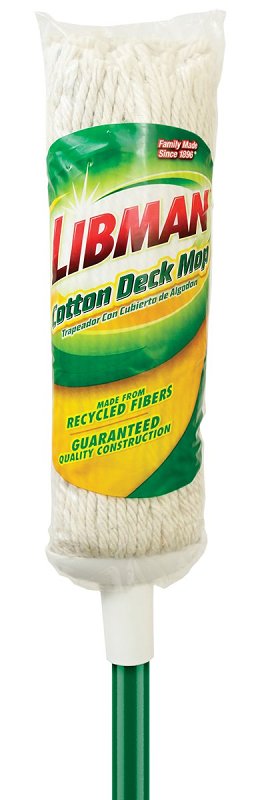 Libman 0088 Deck Mop, 47.63 in L, Cotton Mop Head, Steel Handle