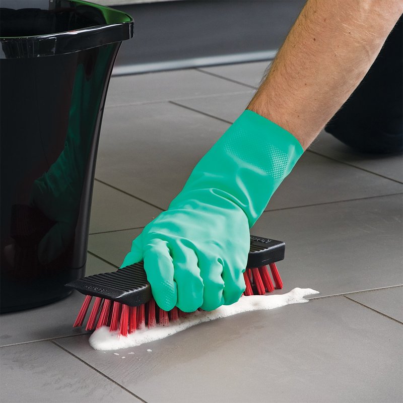 Libman 1318 Heavy-Duty Reusable Gloves, M, 13 in L, Nitrile, Green