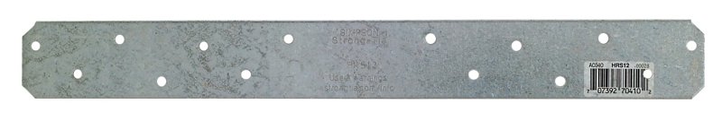 Simpson Strong-Tie HRS HRS12 Strap Tie, 12 in L, 1-3/8 in W, Steel, Galvanized, Fastening Method: Nail