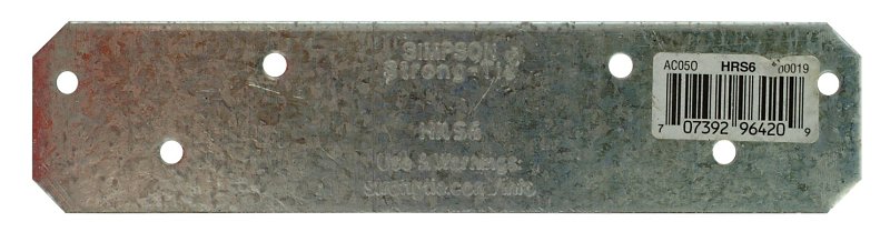 Simpson Strong-Tie HRS HRS6 Strap Tie, 6 in L, 1-3/8 in W, Steel, Galvanized, Fastening Method: Nail