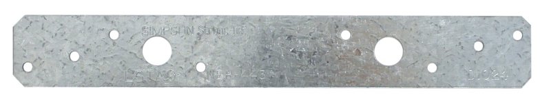 Simpson Strong-Tie LSTA Series LSTA9 Strap Tie, 9 in L x 1-1/4 in W Dimensions, 20 ga, Steel, Galvanized/Zinc