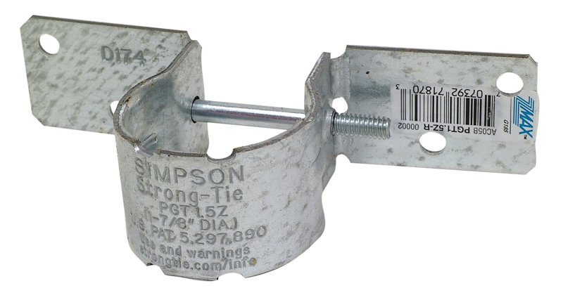 Simpson Strong-Tie PGT PGT1.5Z-R Pipe Grip Tie, 6-1/2 in W, 12 ga Thick Material, Steel, ZMAX