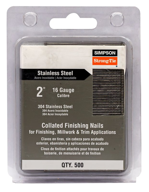 Simpson Strong-Tie S16N200FNB Finishing Nail, Adhesive, Straight Collation, 2 in L, 16 ga