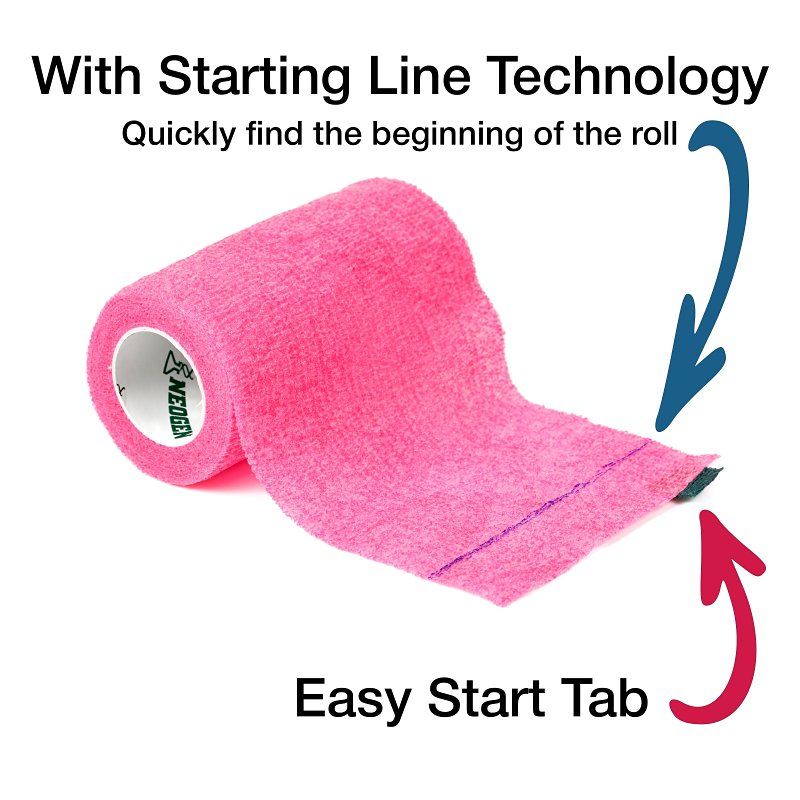Neogen SyrFlex TA3400HP-E Cohesive Bandage, 5 yd L, 4 in W, Hot Pink