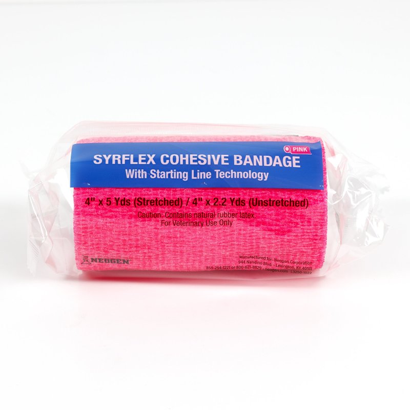 Neogen SyrFlex TA3400HP-E Cohesive Bandage, 5 yd L, 4 in W, Hot Pink
