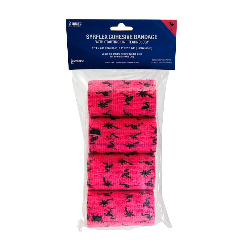 SyrFlex TA3400PINP-4PK Cohesive Flexible Bandage, 5 yd L, 4 in W, Fabric Bandage, Pink