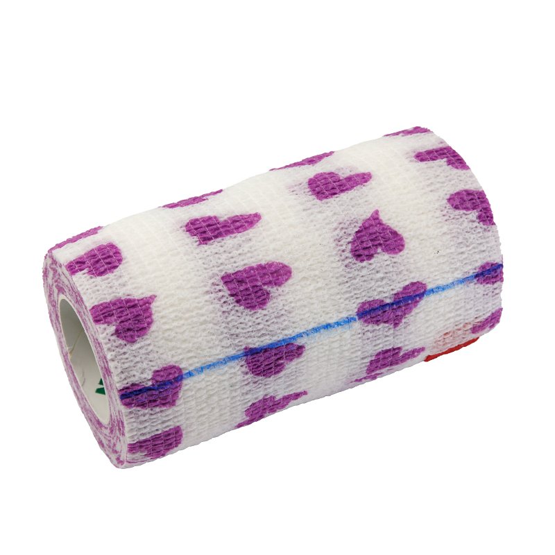 Ideal SyrFlex TA3400WHIP-4PK Hearts Cohesive Bandage, 5 yd L, 4 in W, Rubber Latex Bandage, Pink