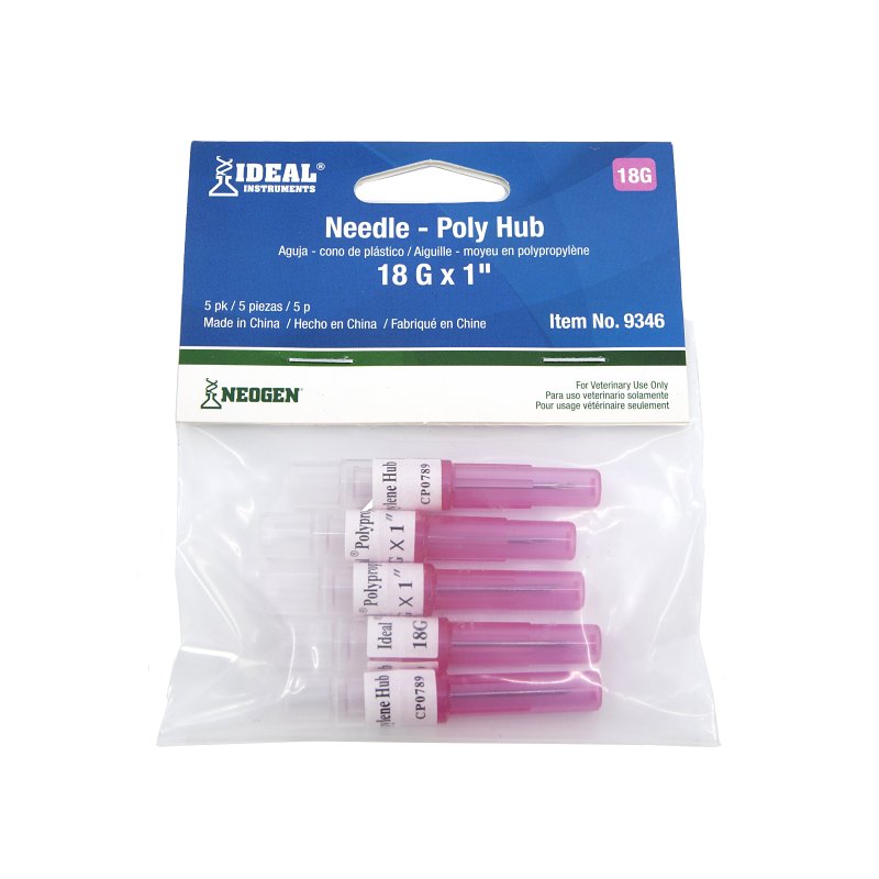 Neogen 9346 Hub Needle, 18 ga, 1 in L