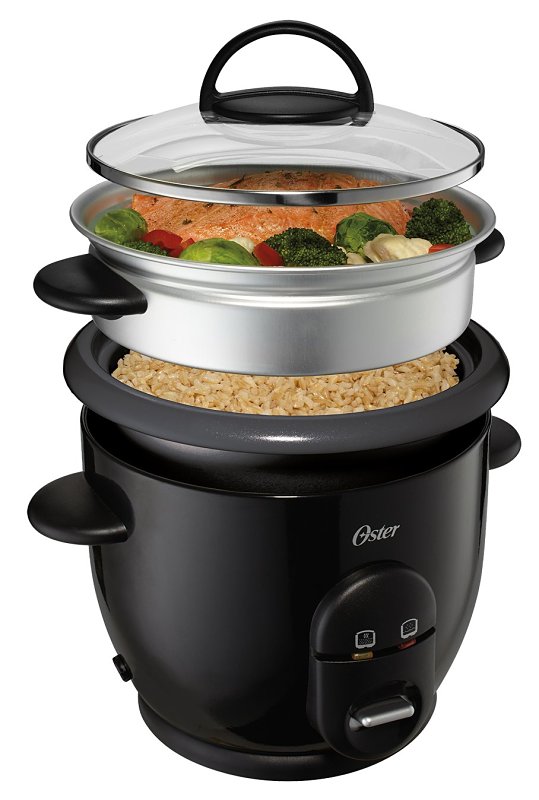 Oster DiamondForce 198046 Rice Cooker, 6 Cup, 700 W, 10 in L, Metal/Plastic, Black
