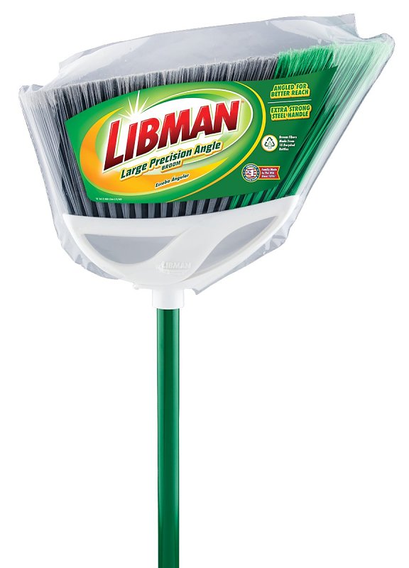 Libman PRECISION ANGLE Series 205 Broom, 13 in Sweep Face, 6 in L Trim, PET Bristle, 53 in L, Steel