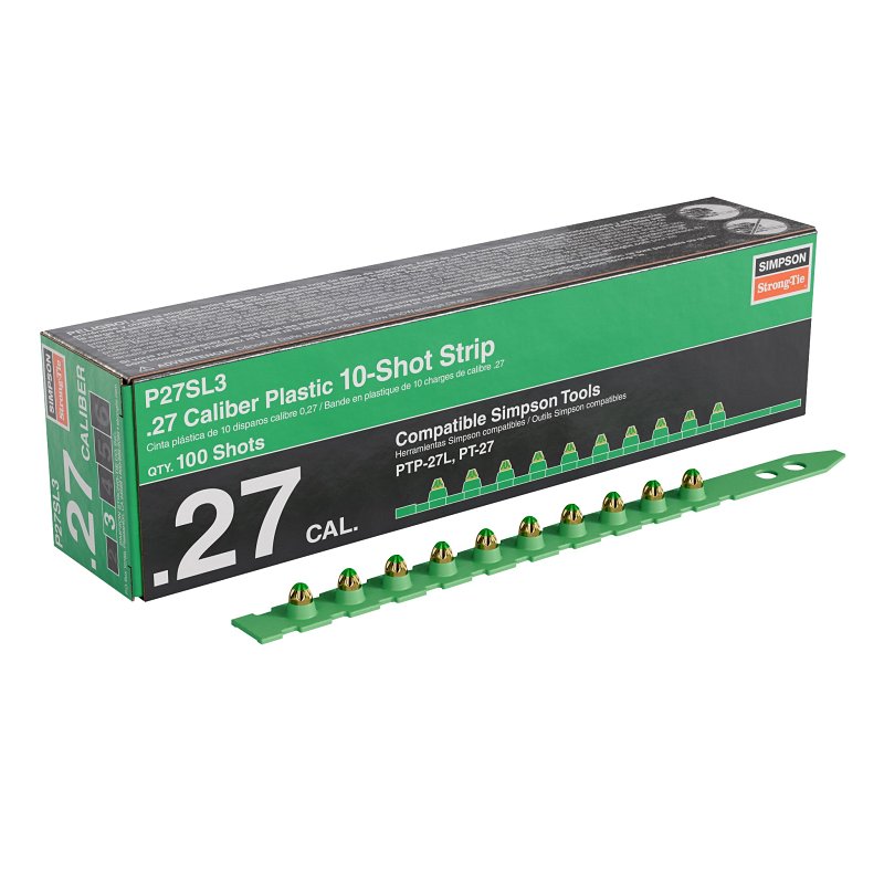 Simpson Strong-Tie P27SL P27SL3 Series Strip Load, 0.27 Caliber, Power Level: 3, Green Code, 10-Load, 100/PK