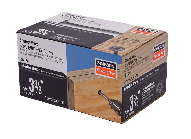 Simpson Strong-Tie Strong-Drive SDW SDW22338-R50 Screw, 3-3/8 in L, Low-Profile Head, 6-Lobe Drive, SawTooth Point