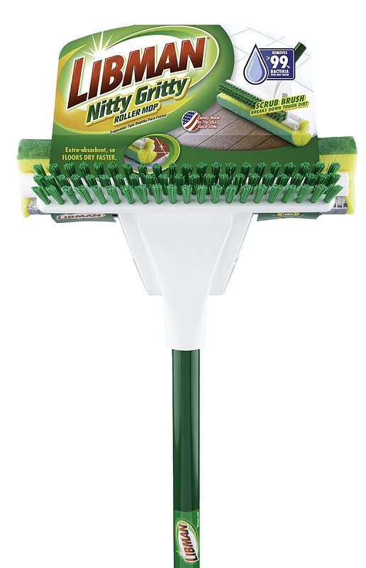 Libman 2010 Roller Mop, 51 in OAL, Microfiber/Synthetic Mop Head, Steel Handle