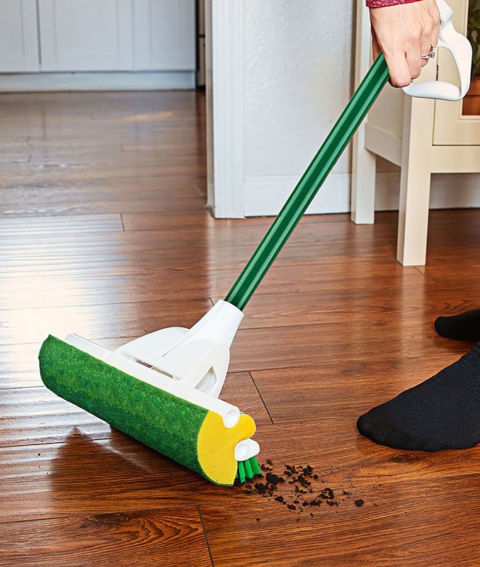 Libman 2010 Roller Mop, 51 in OAL, Microfiber/Synthetic Mop Head, Steel Handle