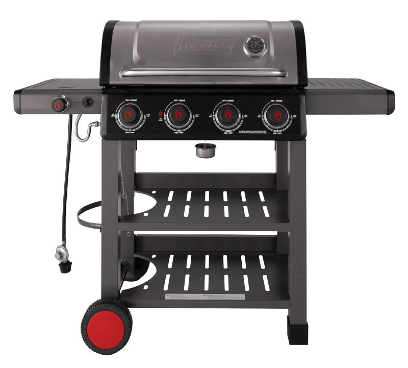 Coleman Cookout CO-400BBQ Barbecue Grill, 36,000 Btu/hr, 4-Burner, 637 sq-in Primary Cooking Surface