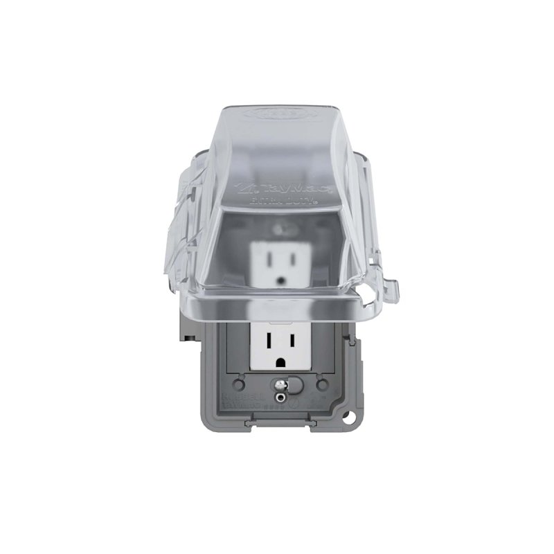 TayMac EXTRA DUTY Series MKG420CS GFCI Receptacle Kit, 5.1 in L, 4.53 in W, Rectangular, 1-Gang, Clear